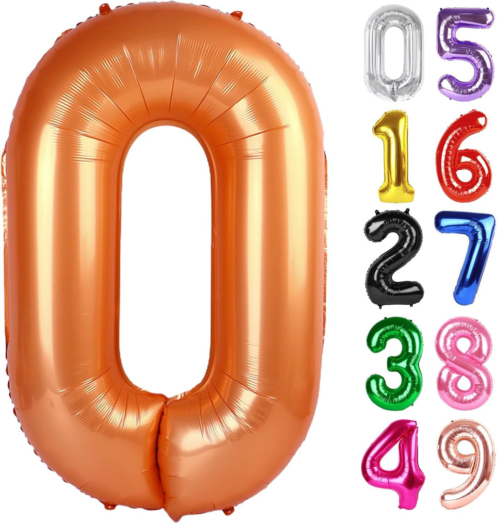 Orange Number 0 Balloon - 40 Inch Birthday Decoration for Milestone Celebrations