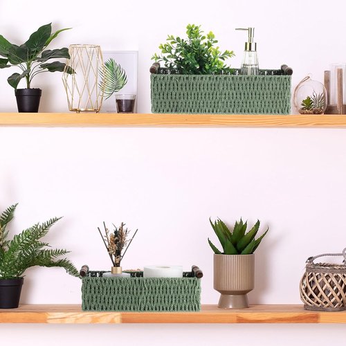 Boao Wicker Storage Baskets - Handmade Boho Decorative Paper Rope Baskets for Organizing | Set of 3