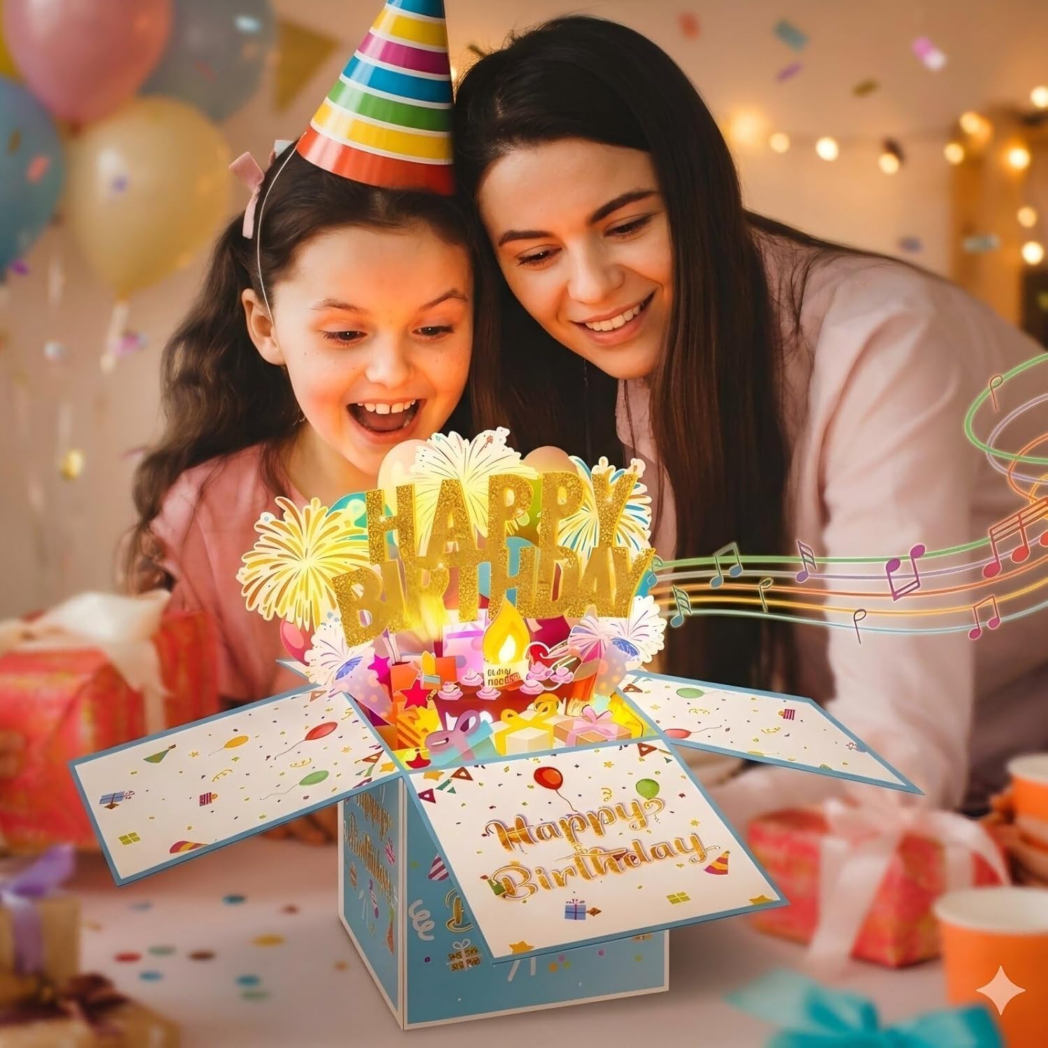 Pop Up Birthday Cards - Large 3D Design with Blowable Lights & Music | Fun Gifts for All Ages