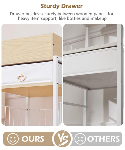 Enthralite Makeup Storage Organizer for Bedroom: Make Up Holder with Drawer - Vanity Organization for Skincare Cosmetic Brush Beauty Accessories