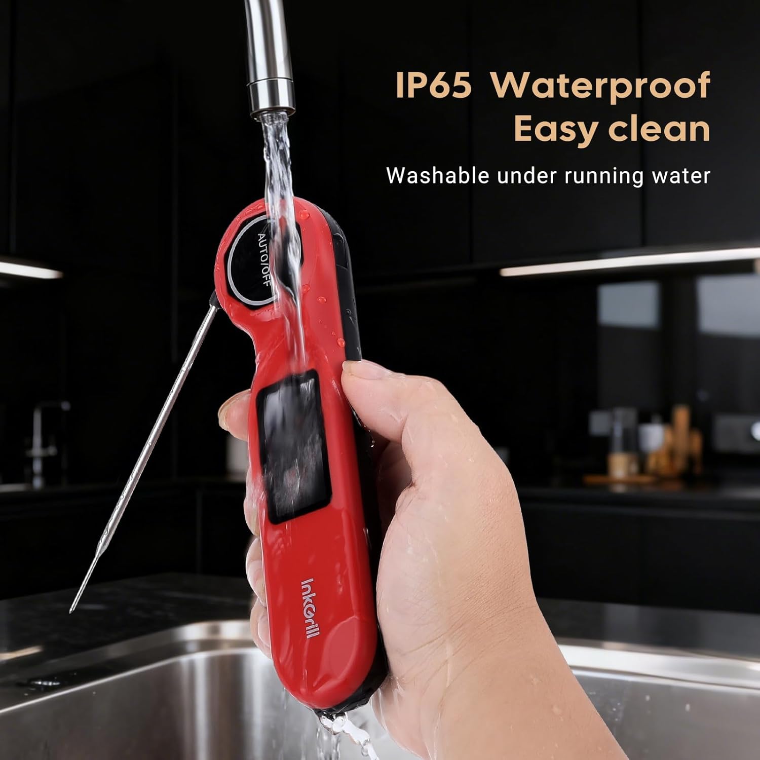 Skiennix Instant Read Meat Thermometer - Rechargeable Digital Food Thermometer with High Precision Sensor | Waterproof, 1.42" Screen