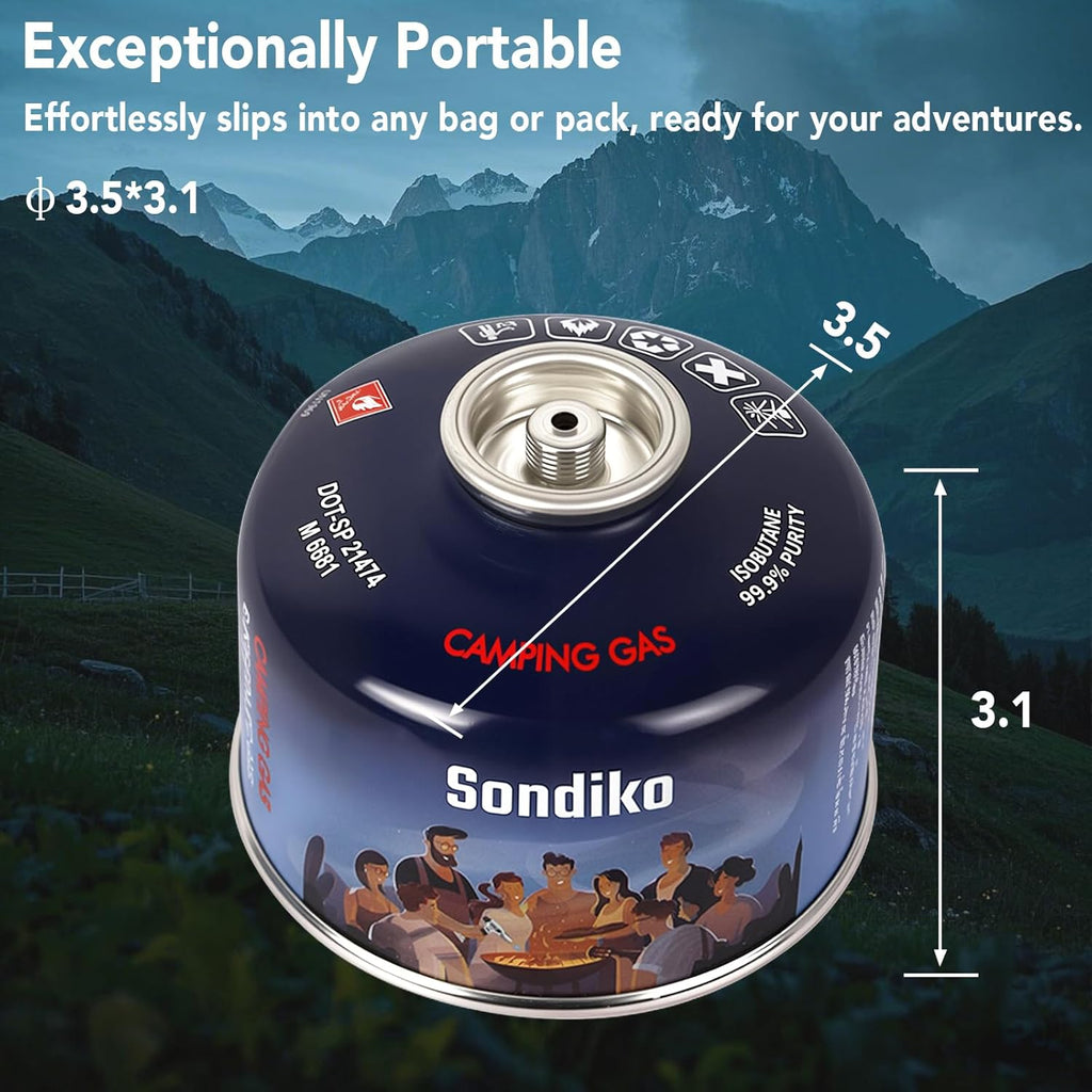 Sondiko Iso Butane Fuel Canister - 100g Pack of 2 | High-Efficiency Fuel for Camping Stoves