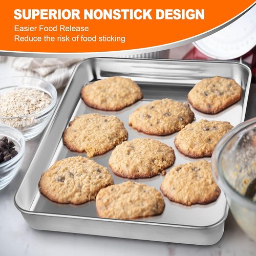 CEKEE Baking Sheet Set of 12 - Heavy-Duty Stainless Steel Cookie Sheets | 16 x 12 Inches, Warp Resistant