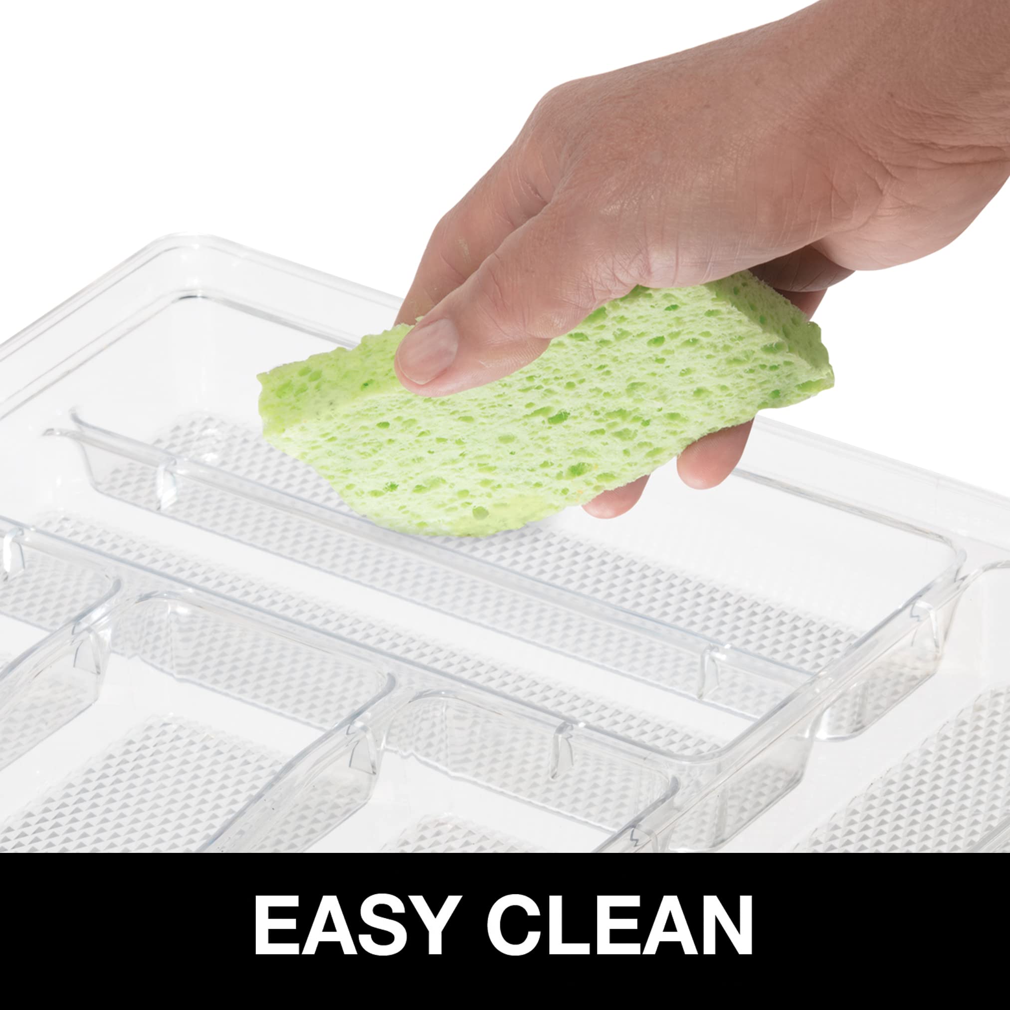 Oggi Silverware Organizer Tray, 6-Compartment, Clear