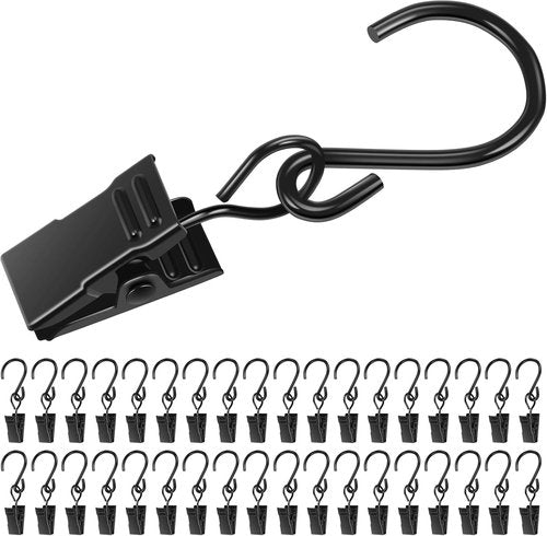 Heavy Duty S Hooks by 100-Pack | 2.36 Inch Metal Clips for Outdoor Lighting & Decor - Rust-Proof Black