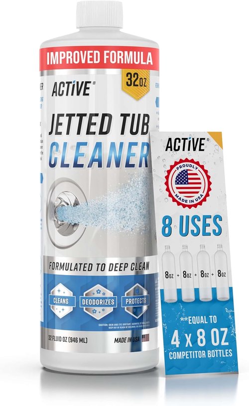 ACTIVE Jetted Tub Cleaner - 32oz Bath Jet Cleaner for Whirlpool & Spa Systems | Septic Safe, Made in USA