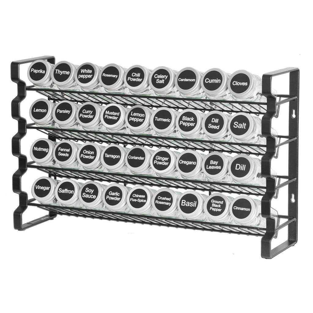 VEVOR Spice Rack Organizer for Cabinet, Spice Organizer with 36 Empty Spice Jars, Lids, Spice Labels, and Funnel Complete Set, Seasoning Organizer for Countertop, Kitchen, Pantry, Cupboard, 18x11 in