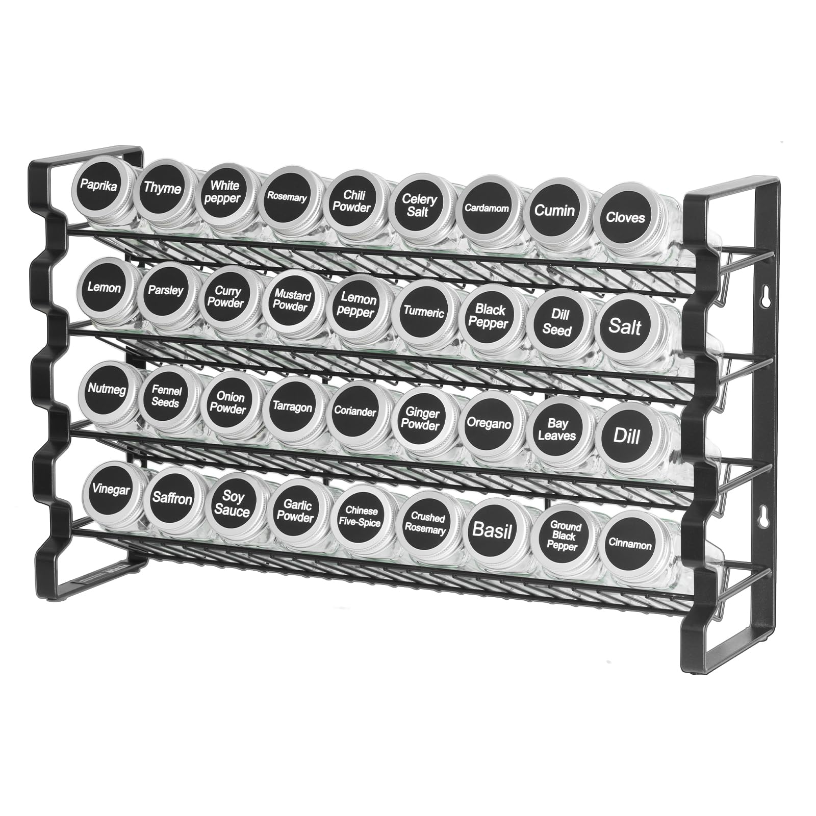 VEVOR Spice Rack Organizer for Cabinet, Spice Organizer with 36 Empty Spice Jars, Lids, Spice Labels, and Funnel Complete Set, Seasoning Organizer for Countertop, Kitchen, Pantry, Cupboard, 18x11 in