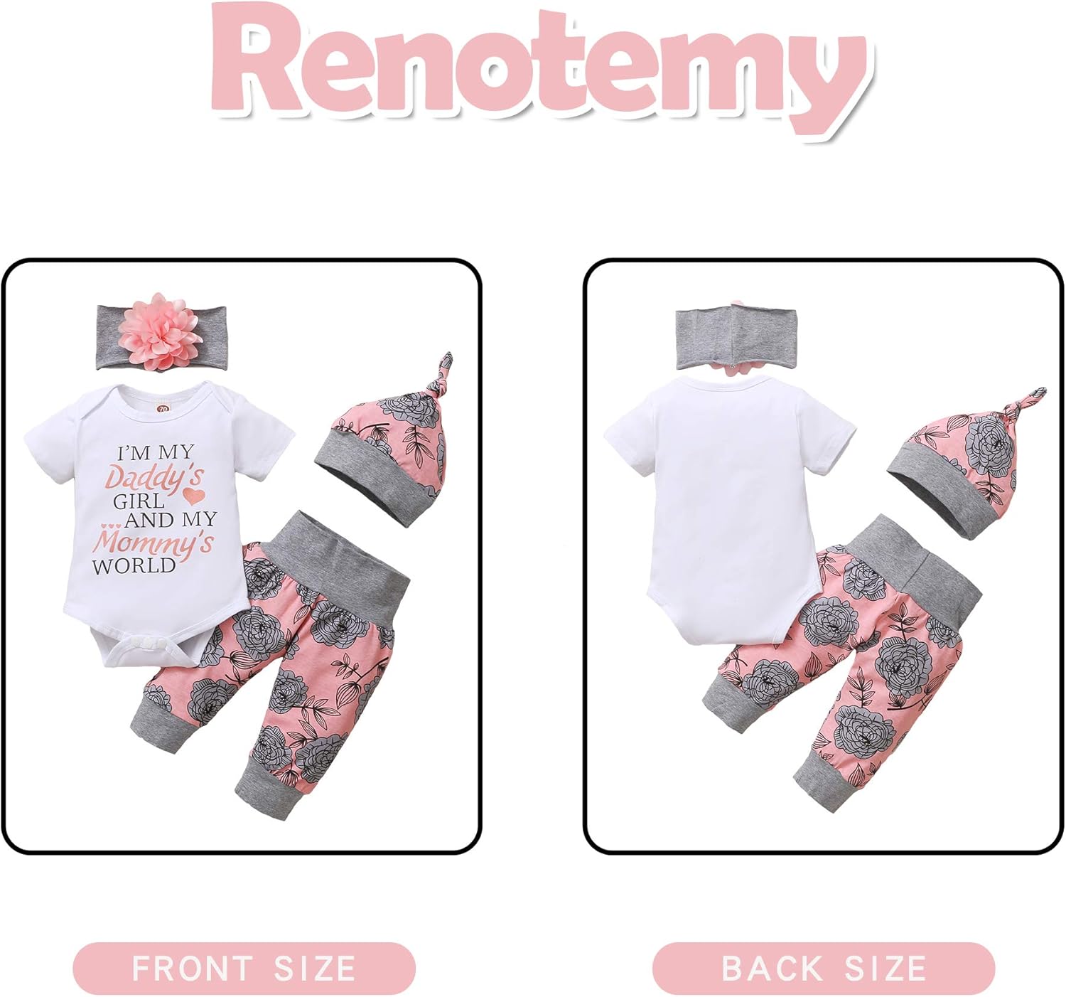 Renotemy Baby Girl Summer Outfit - Cute Infant Romper & Pants Gift Set | Perfect for Newborns