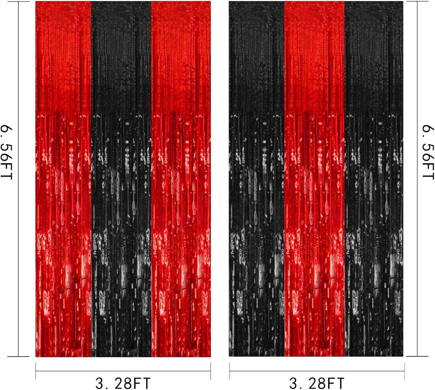 Regine Switzerland 5 Pack Tinsel Curtain Backdrop | Black & Red Party Decorations for Halloween, Birthdays & More