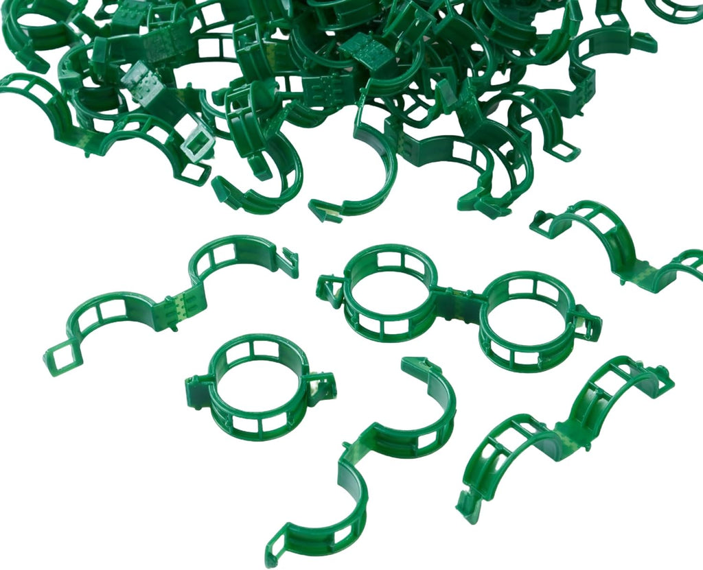 Skiennix Plant Support Clips - 100 Pcs Plastic Clips for Securing Tomato Vines | Green Garden Clips