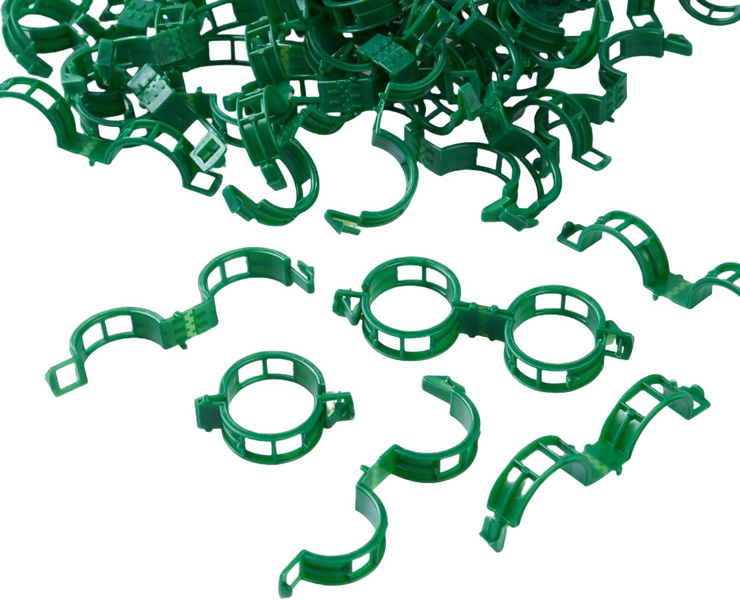 Skiennix Plant Support Clips - 100 Pcs Plastic Clips for Securing Tomato Vines | Green Garden Clips