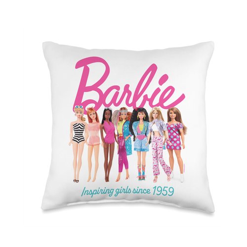 Barbie Inspiring Girls Since 1959 Doll Lineup Throw Pillow