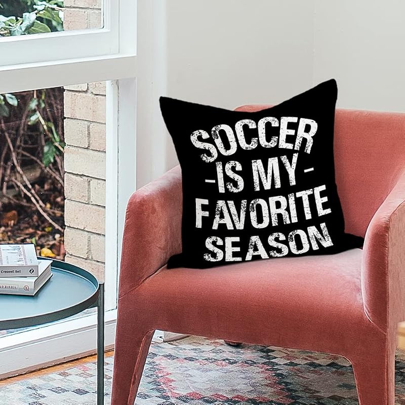 Soccer Throw Pillow Cover 18x18 Inch - Soft Flannel Black Decorative Case