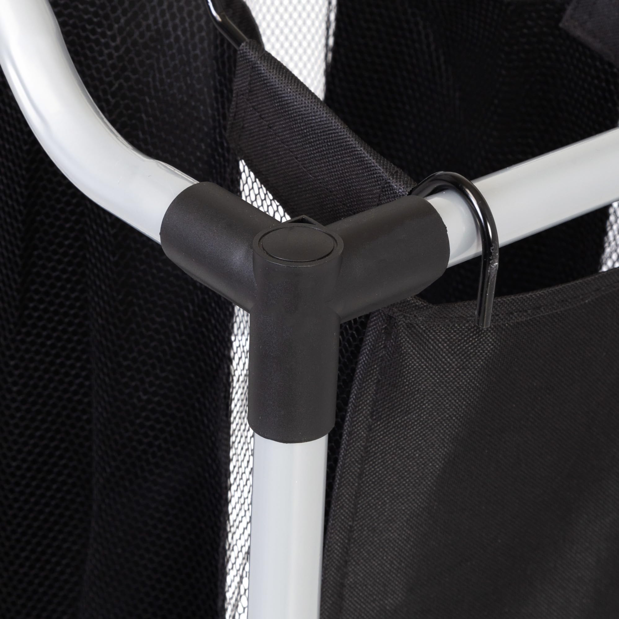 Honey-Can-Do Triple Laundry Sorter with Mesh 3 Bags, Steel/Black, 30.75" x 15" x 32.75"