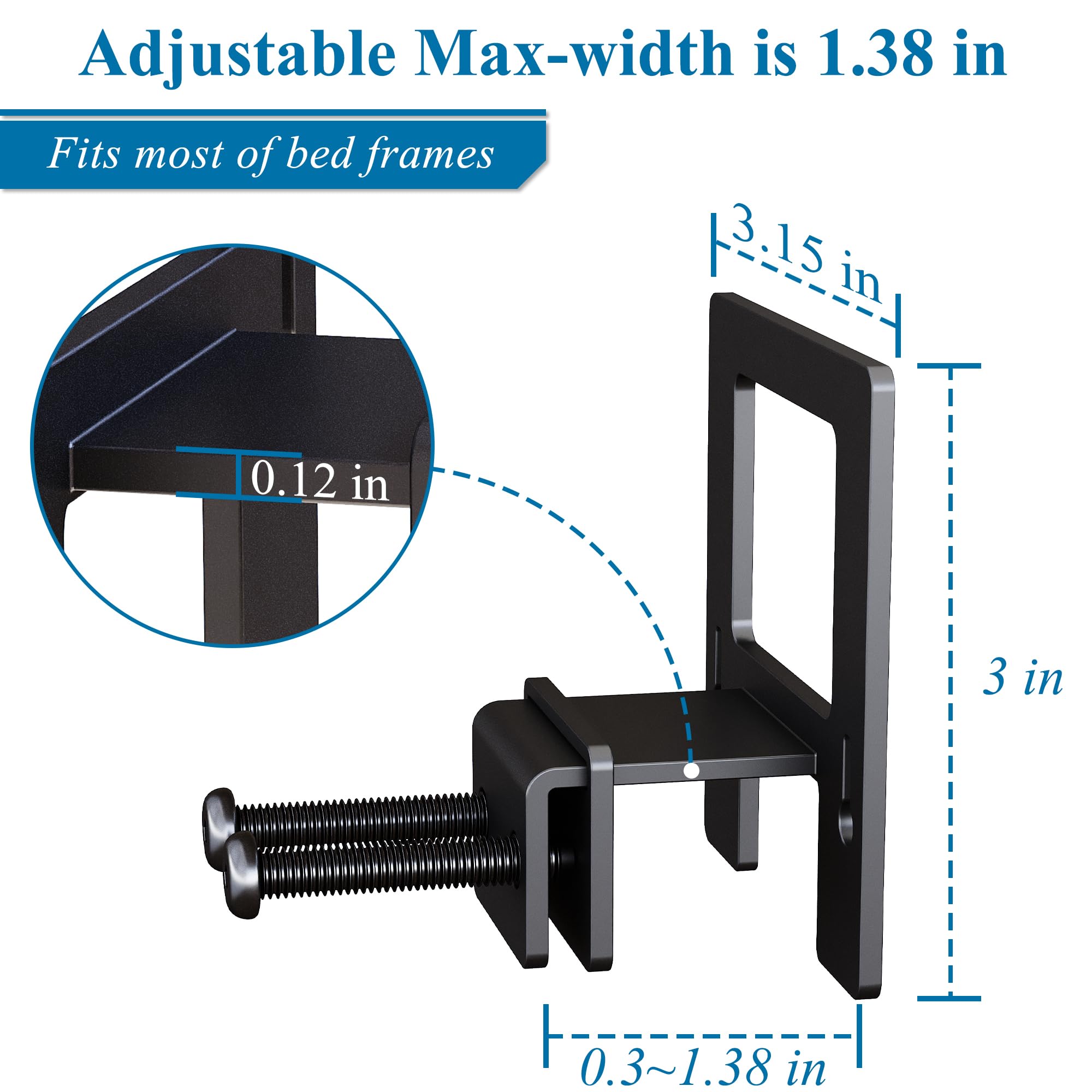 FSJianYi Non Slip Mattress Gaskets for Metal Bed Frame, 6 pcs Anti-Slip Holder in Place Gripper, Easy to Installation Keep Mattress from Sliding Gripper, Mattress Slide Stopper, Black