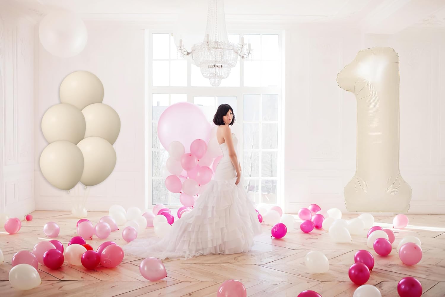 Skiennix 40-Inch Beige Number 1 Foil Balloon - Perfect for 1st Birthday Parties & Baby Showers