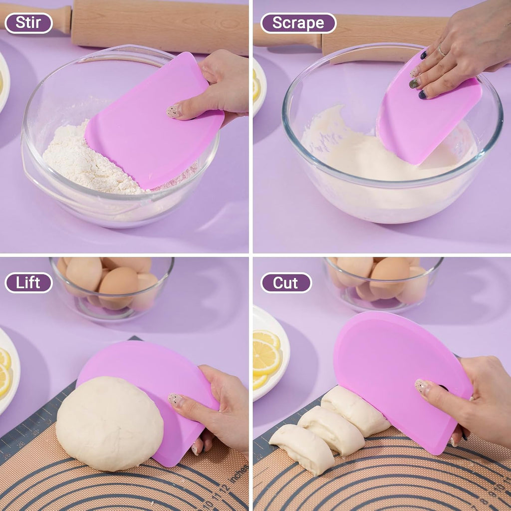 Sapid Silicone Bowl Scraper - Flexible Curved Edge for Baking | Food Grade, Heat-Resistant, 5.98"×4.3", Purple