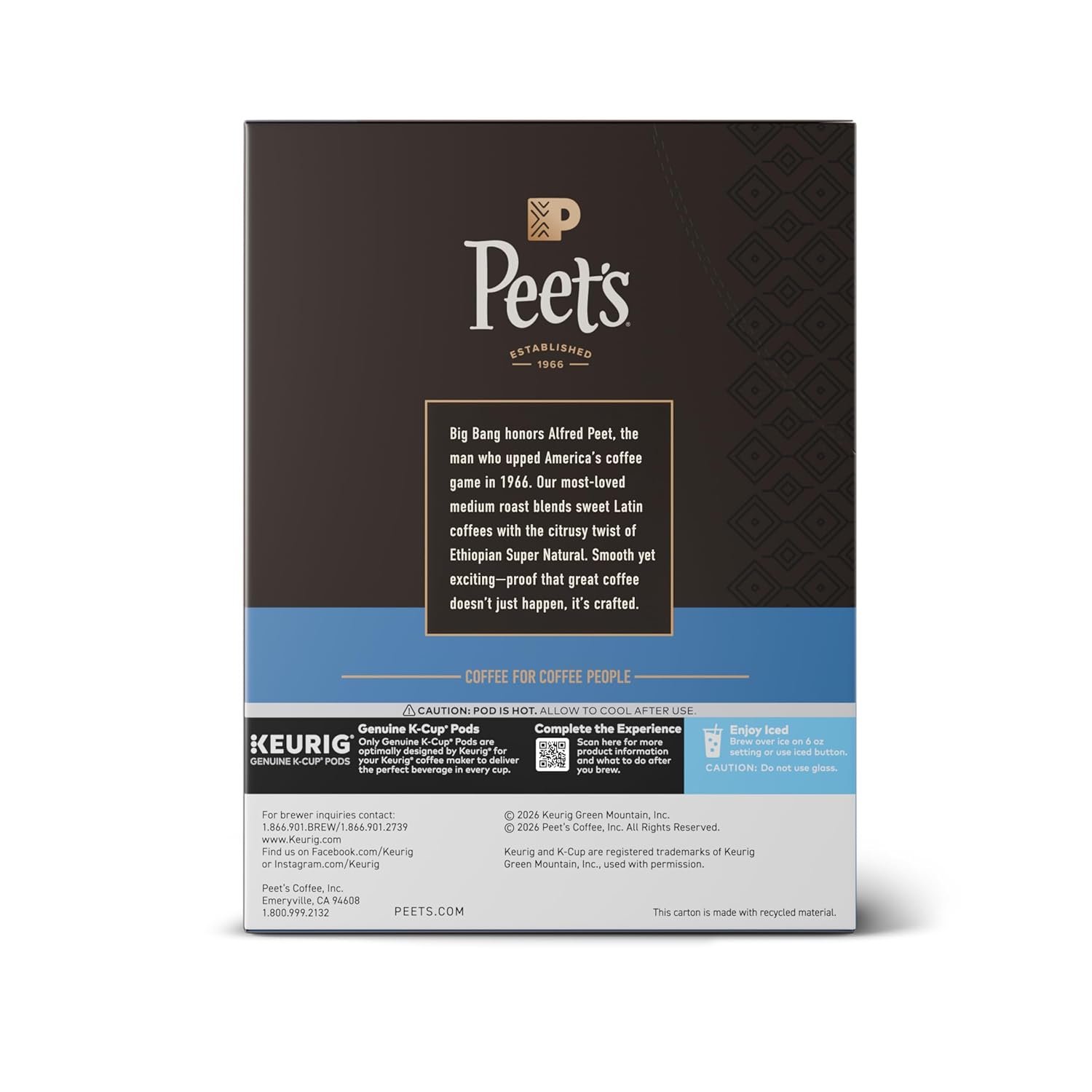 Peet's Coffee Medium Roast K-Cup Pods - 100% Arabica Big Bang Flavor, 88 Count (4 Boxes of 22 Pods)