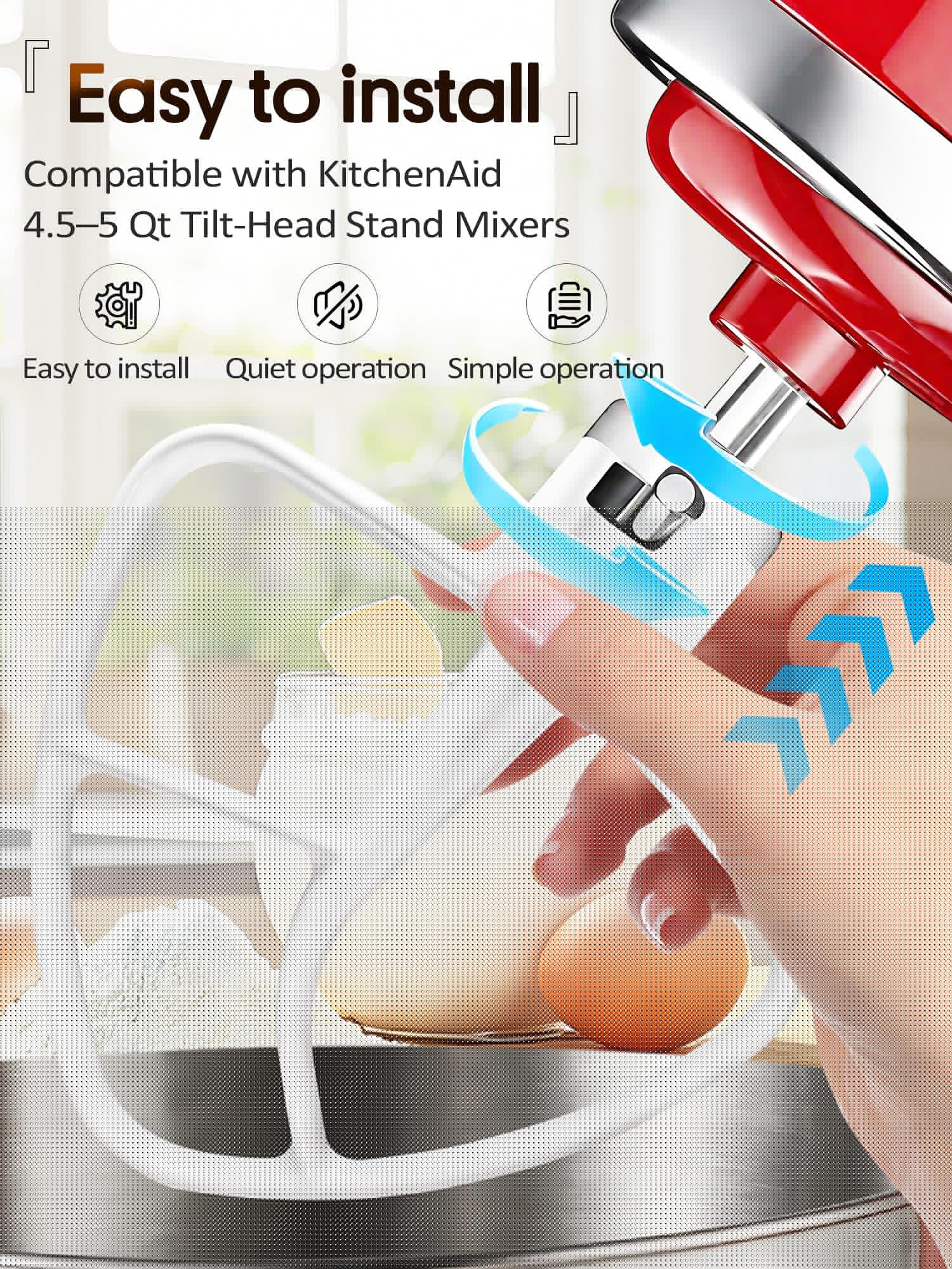 Coated Flat Beater Replacement for KitchenAid 4.5-5 Qt Tilt-Head Stand Mixer, Durable Paddle Attachment for Efficient Mixing & Easy Cleanup,Replacement K45B