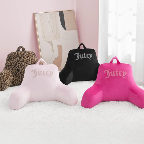 Juicy Couture Faux Fur Leopard Backrest Pillow - 30"x17" Supportive Bed Rest Pillow for Reading, Gaming, or Relaxing