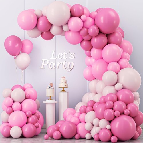 Kelfara Pink Balloon Garland Arch Kit - 109 Pcs Hot Pink & Pastel Latex Balloons | 18, 12, 10, 5 Inch for Weddings & Parties