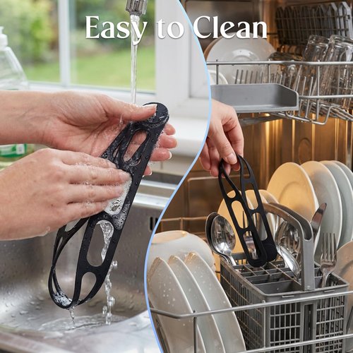 Fewoaei Silicone Latch Strap for Slow Cooker Lid, Pot & Food Storage - 2-Pack Black, Reusable Universal Lid Lock & Adjustable Silicone Straps for Cooking