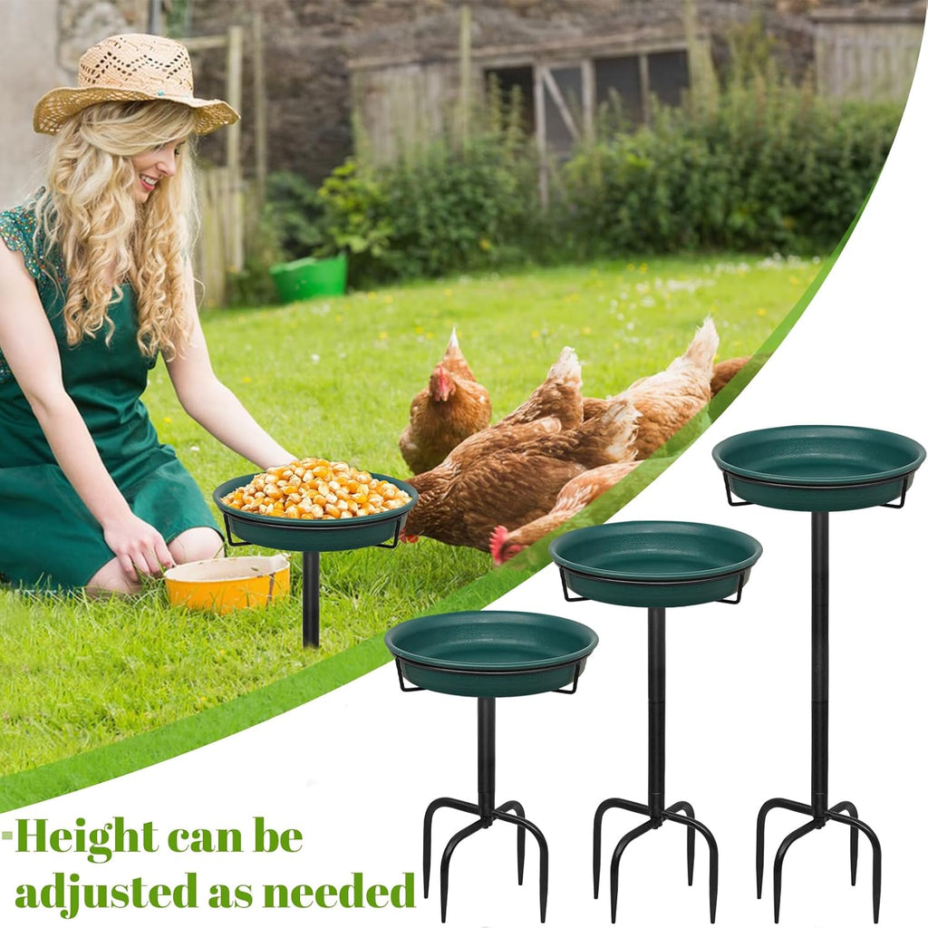 Skiennix Freestanding Birdbath - Outdoor Garden Bird Feeder Bowl with Metal Stake & Detachable Spa Design - 35.5 In