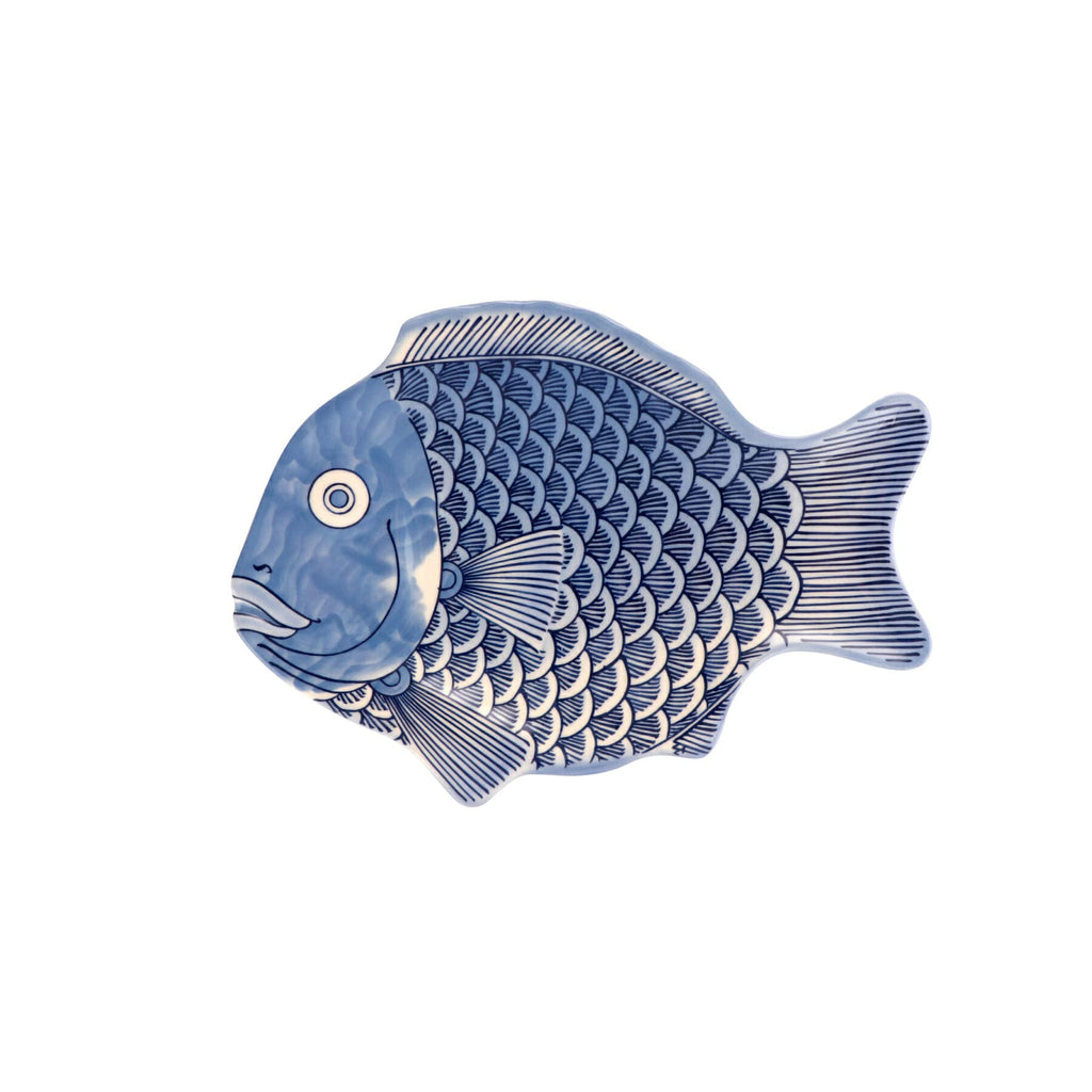 G.E.T. 370-10-BL Blue 10 Fish Shape Serving Platter, Break Resistant Dishwasher Safe Melamine Plastic, Creative Table Collection (Pack of 12)