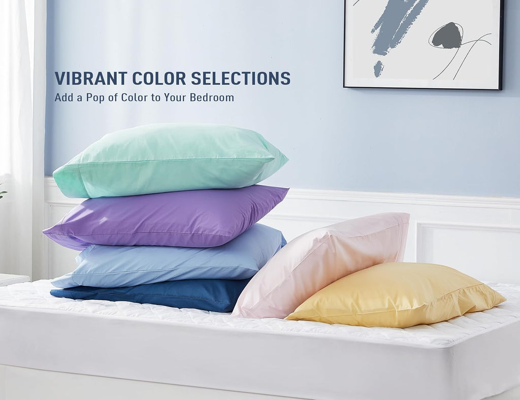Regine Switzerland King Size Cotton Percale Pillowcases - Breathable & Hypoallergenic, Set of 2 (20x40 Inch, White)