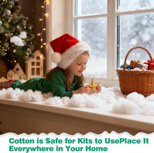 1LB Christmas Fake Snow by [Brand Name] - Soft Cotton Fluff for Indoor Decor | Ideal for Crafts & Holiday Displays