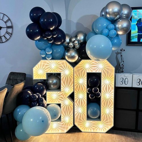 Blue Silver Balloons Set - 12 Inch Navy & Confetti Latex Balloons for Birthday, Graduation, Baby Shower