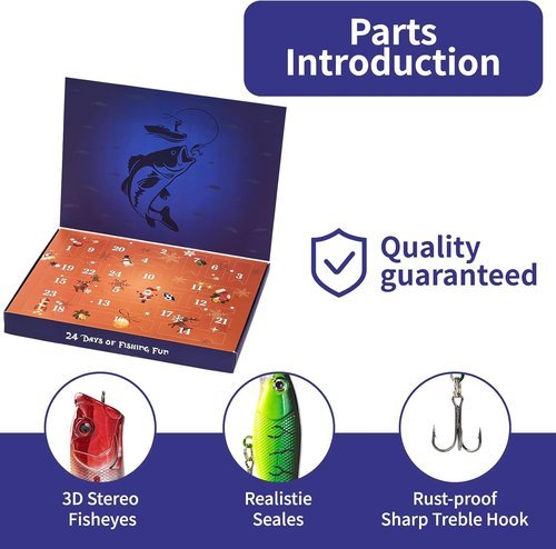 Christmas Fishing Advent Calendar 2025 - 24-Day Countdown Surprise Gift with Fishing Lures for Men & Teens