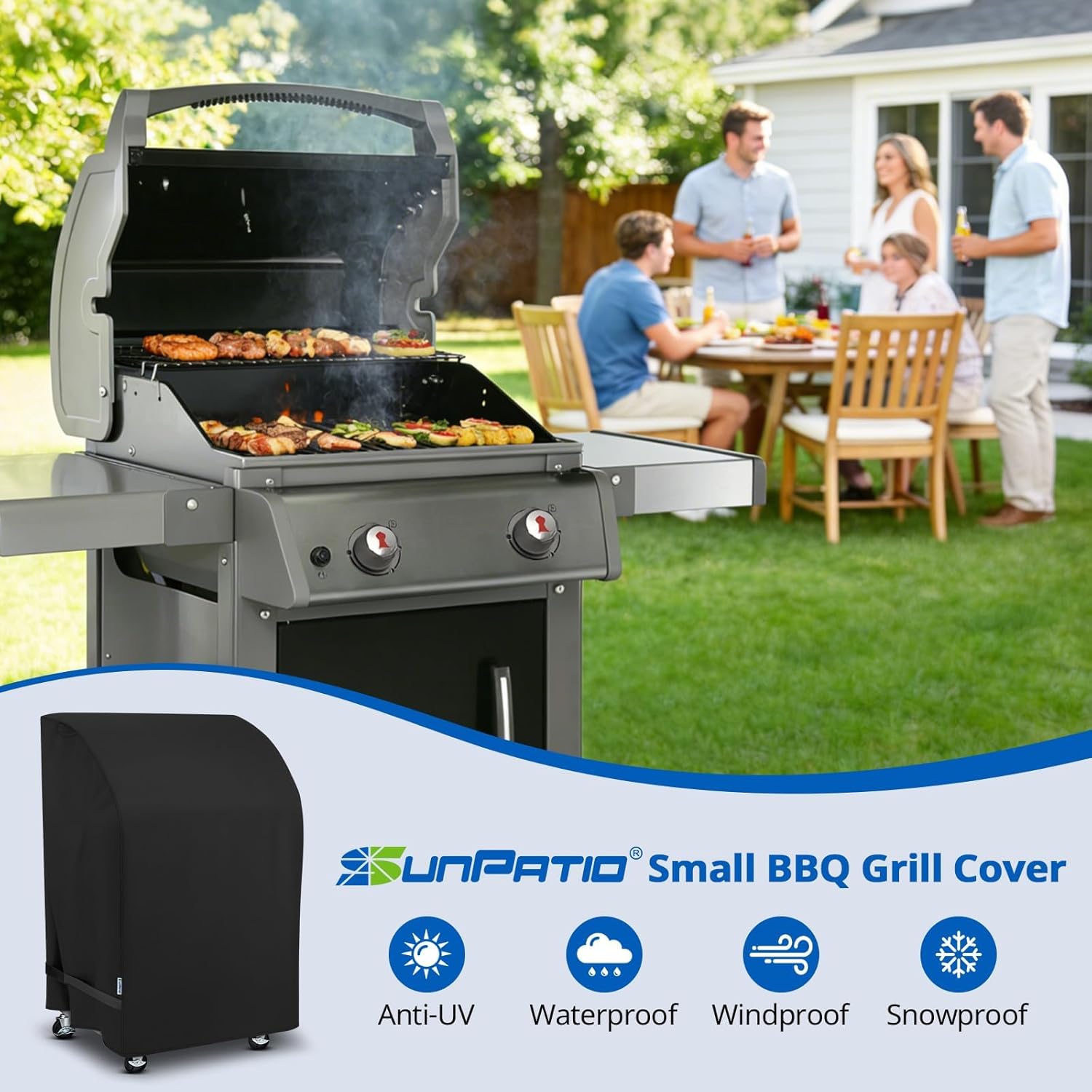 SunPatio 32-Inch Heavy Duty Waterproof Gas Grill Cover - Fits Weber, Char-Broil & Nexgrill