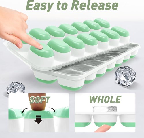 ChefAide Ice Cube Tray - Durable Stackable Design with Removable Lids | 2 Packs of 28 Easy-Release Cubes