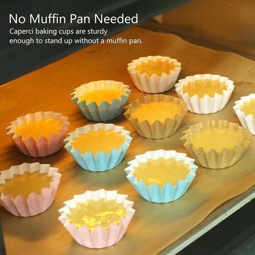 Caperci Mini Cupcake Liners - Grease-Resistant Heavy Duty Paper Baking Cups, 200 Count, Pink