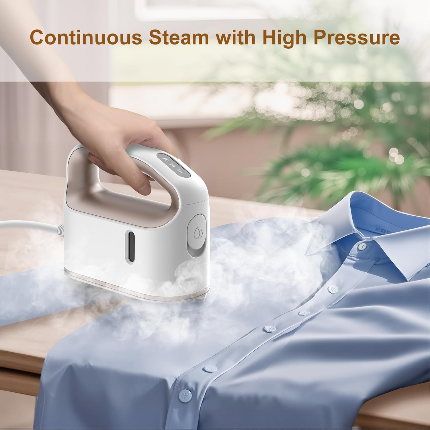 Newbealer Smart Steam Iron - Mini Heat Press with 1200W Turbocharged Power | 3 Steam Modes, Auto-Off, Gold Finish