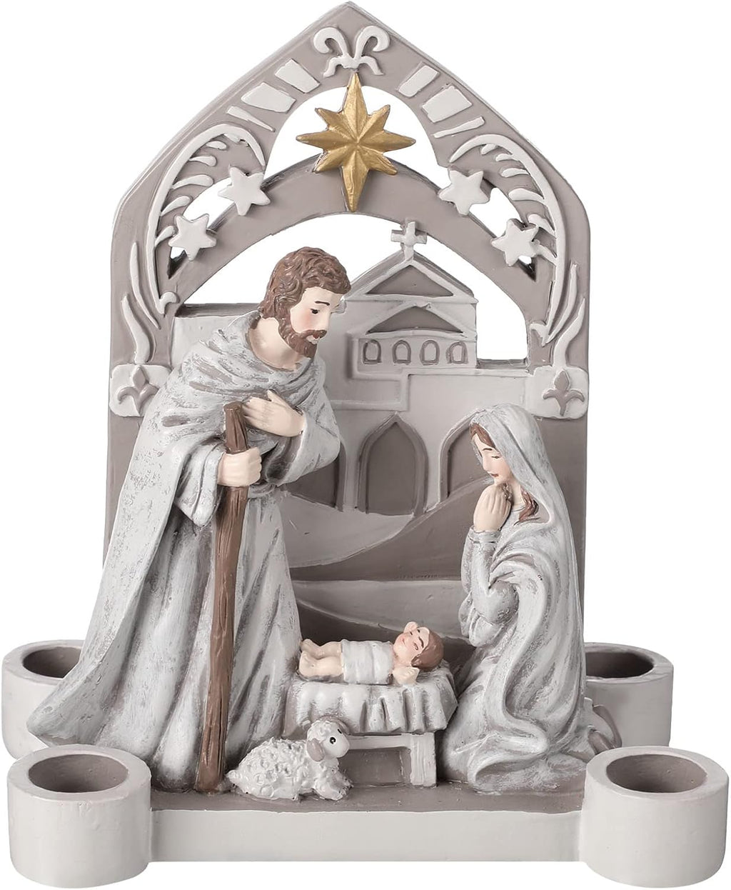 Regine Switzerland Advent Candle Holder - Holy Family Nativity Scene with Arch Design | Christmas Decor