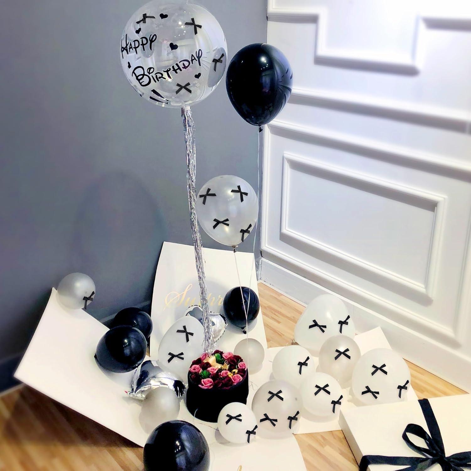 Skiennix Black Bow Cupcake Toppers - 40 Pcs Elegant Picks for Weddings, Birthdays & Baby Showers