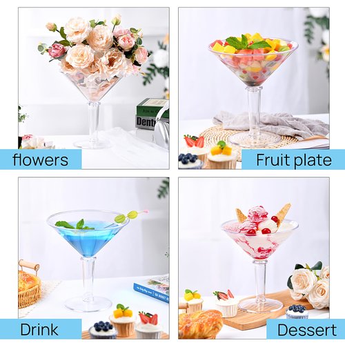 Unbreakable Giant Martini Glasses set of 2, 48 oz Plastic Cocktail Glasses, Jumbo, Reusable, BPA Free, Detachable, Perfect for Picnic, Beach & Patio Party, Appetizers, Birthday, Wedding and All Events