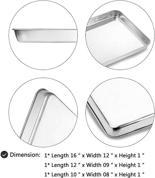 Bastwe Cookie Sheet Set - Commercial Grade Stainless Steel Baking Pans | Non-Toxic, Rust-Free, Easy Clean