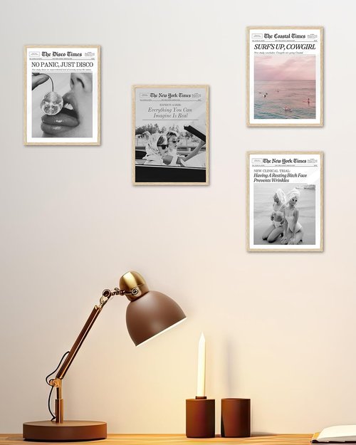 iHery Coastal Cowgirl Wall Art Prints - Trendy Beige Oak Framed Canvas Decor | 8x10in for Bedroom & Dorm