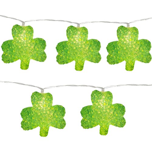Kaszmwin St. Patrick's Day Lights 6.9FT 10 LED Shamrock String Lights with Timer Lucky Clover String Light for St. Patrick's Day Indoor Outdoor Party Irish Holiday Garden Decoration
