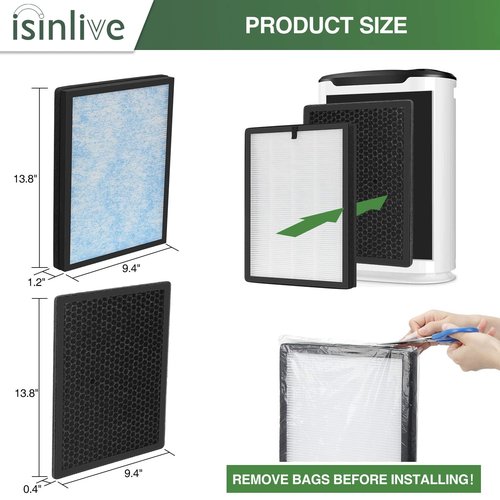 Air Max 8L Filter Compatible With Okaysou Airmax 8L Air Purifier Strong Efficiency 3-in-1 Filtration System 2 HEPA with Blue Ultrafilter & 2 Double Carbon Particles Activated Carbon Filter