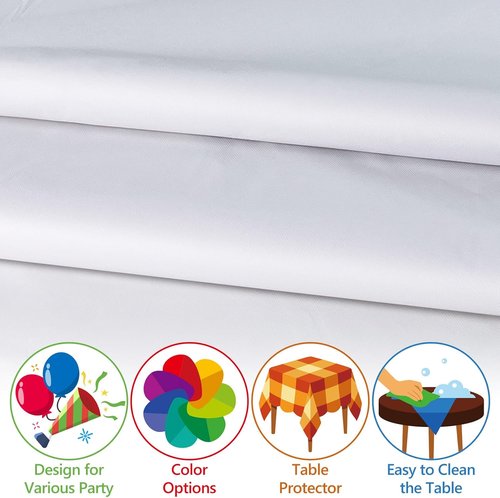 10 Pack White Disposable Tablecloths - Waterproof Plastic Rectangle Covers | 54x108 Inches for Parties & Events