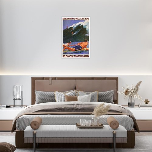 Enveable Retro Hawaii Surfing Poster - Tropical Beach Art Print | 12x16in Unframed Decor