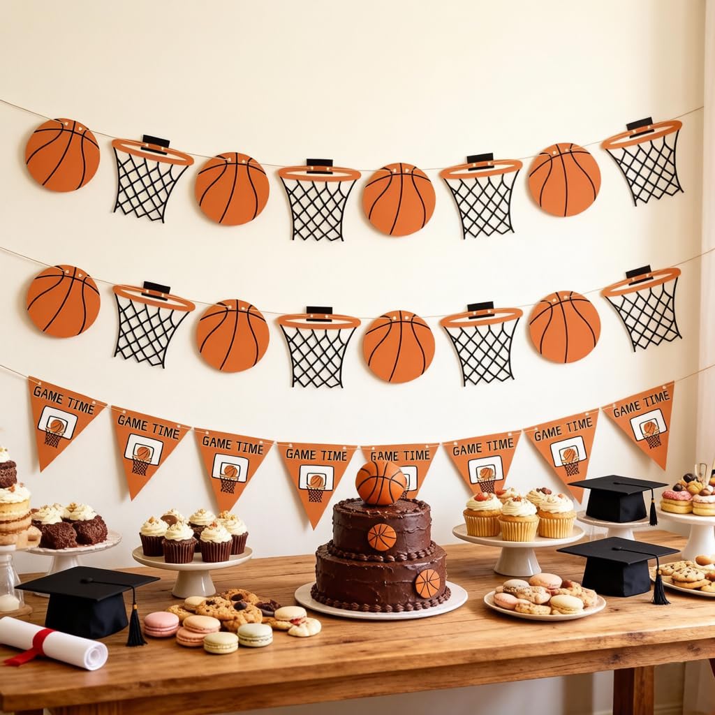 Yancan Basketball Banner Party Decorations, Basketball Theme Garland for Boy Birthday College High School Graduation Decor