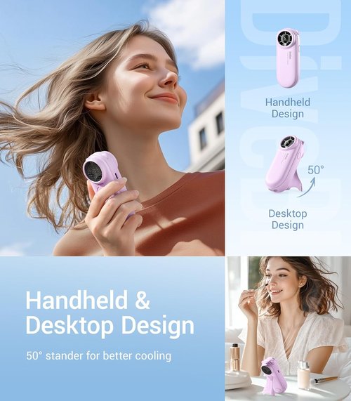 Diveblues TurboBear Portable Handheld Fan - 5-Speed Rechargeable Mini Cooling Fan for Travel