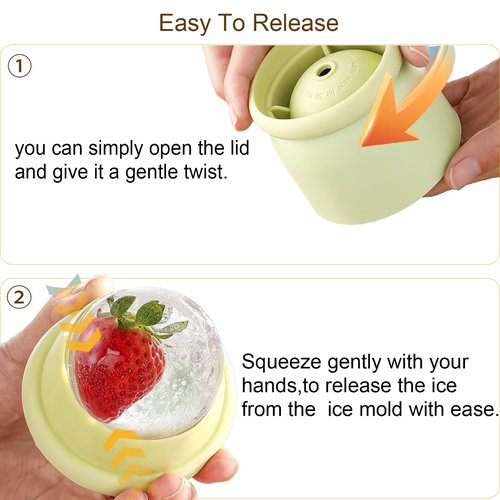 HXTDZSWHE Round Ice Cube Molds Set of 4,Make 2.4 Inch Spherelce ice for Whiskey, Cocktails and Drinks.ice cubes trays for freezer,Stackable Easy Release Ice Cube tray, Spherical Ice Makers,2 Colours