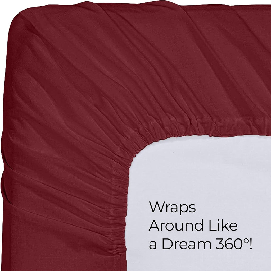 Utopia Bedding Queen Fitted Sheet - Deep Pocket Soft Microfiber - Fade Resistant & Easy Care | Red Burgundy